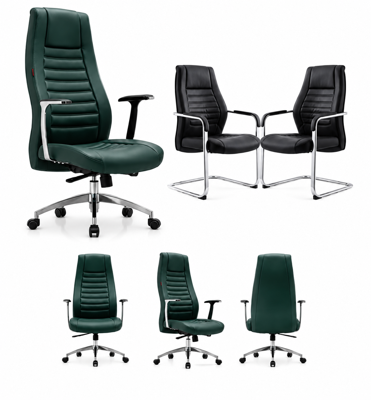 Pack Executive Emerald Fauteuil Président + 2 Fauteuils Visiteurs