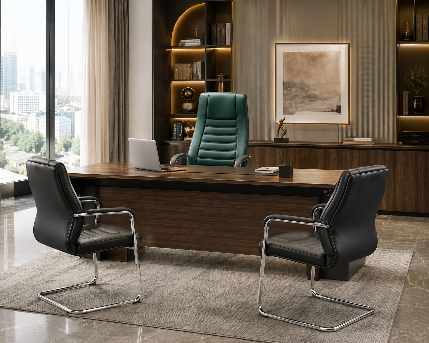 Pack Executive Emerald Fauteuil Président + 2 Fauteuils Visiteurs