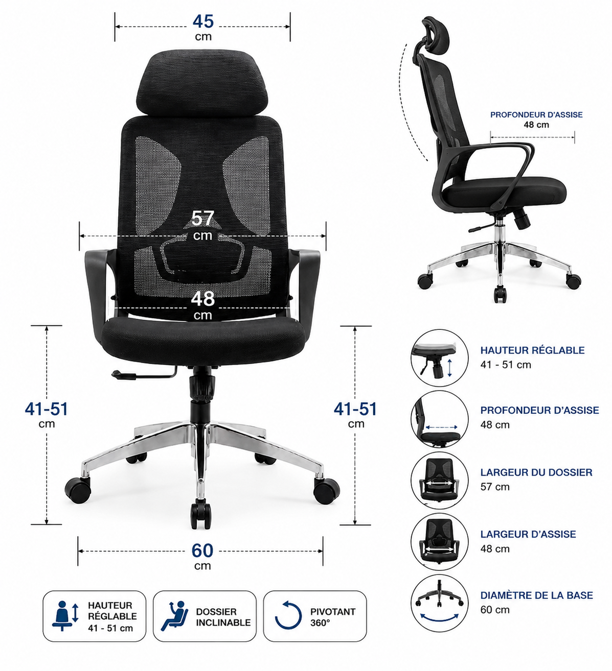 Chaise de Bureau Ergonomique ES519