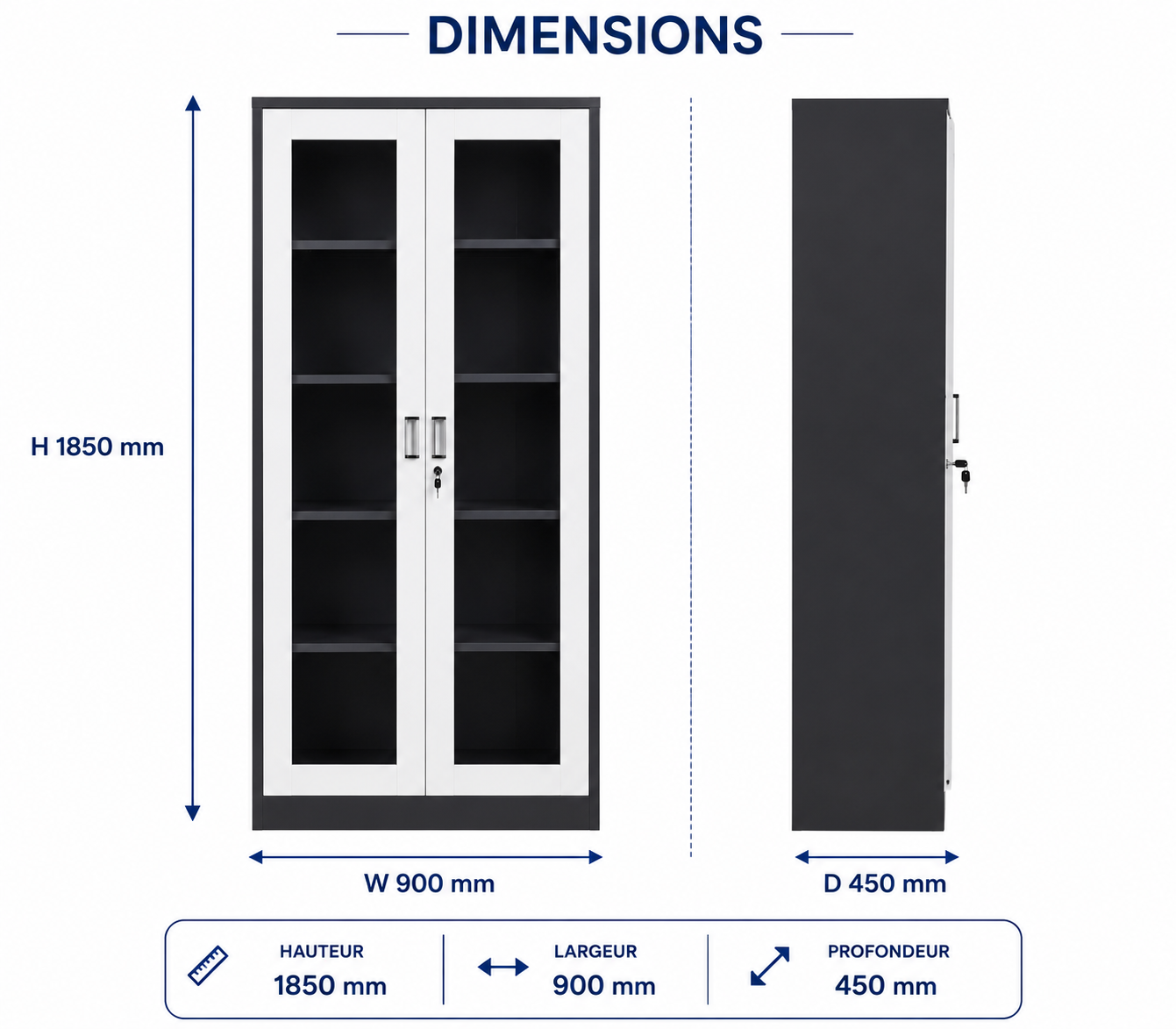 Armoire Métallique Vitrée 2 Portes